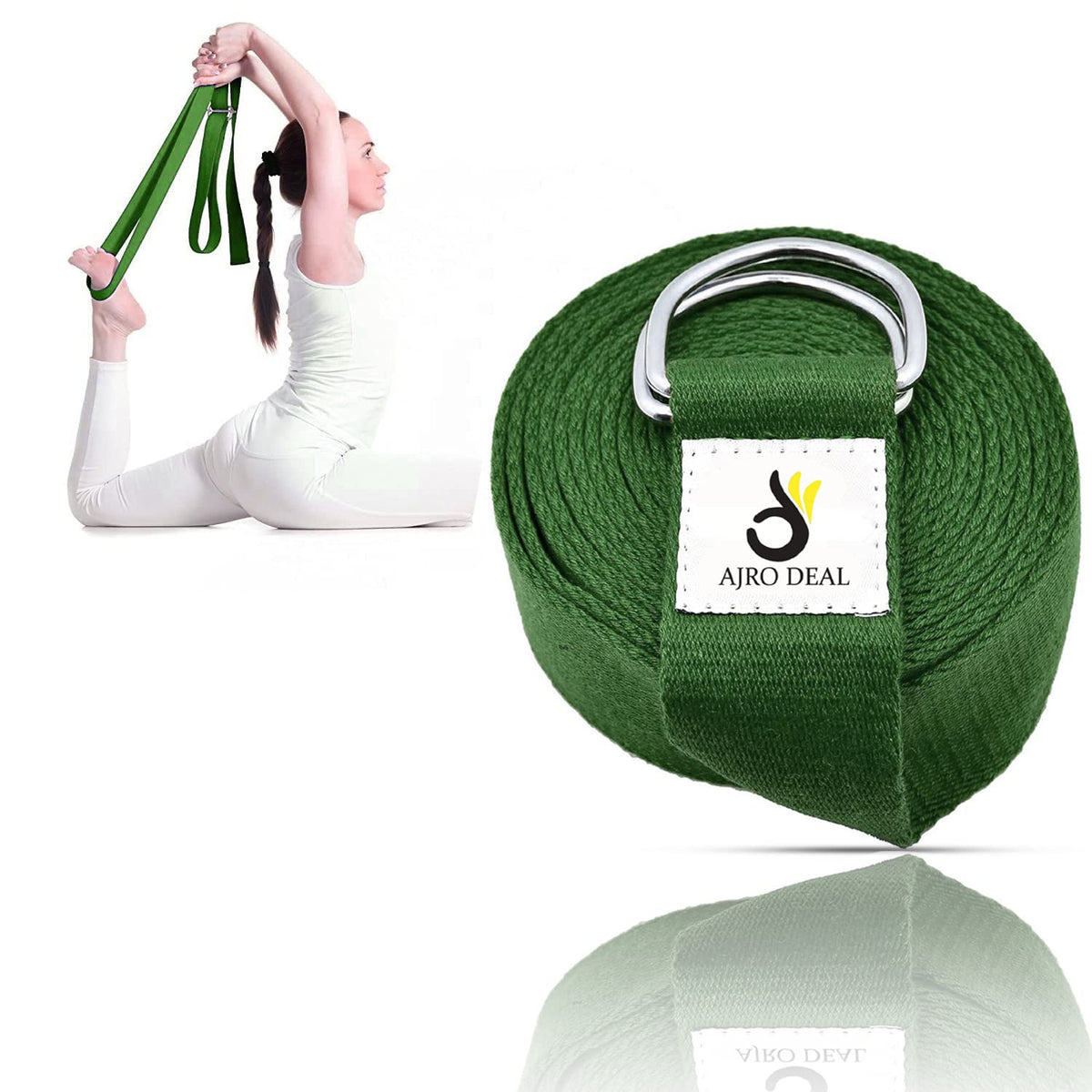 Cotton Yoga Strap/Belt with Extra Safe Adjustable D-Ring Buckle for  Pilates, Gym Workouts, Physical Therapy, Improves Sitting Posture for Women  & Men