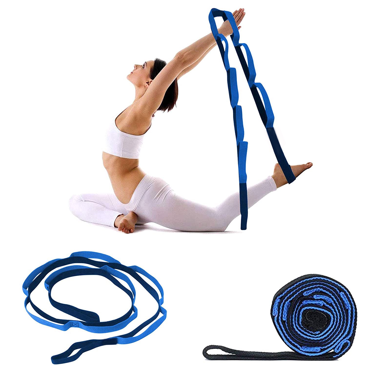 Yoga Straps Yoga Stretch Belt With 9 Loops Elastic Stretching Bands  Exercise