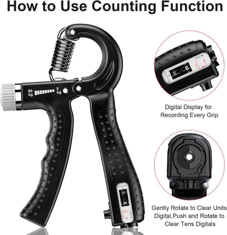 Adjustable Hand Grip Strengthener, Hand Gripper With Counter for Men & Women for Gym Workout Hand Exercise Equipment for Forearm Exercise, Finger Exercise