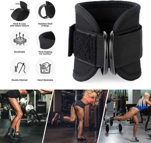 Ankle Resistance Bands, Ankle Bands for Working Out with Cuffs, Resistance Bands for Leg Butt Training Workout Equipment for Kickbacks Hip Gluteus Training Exercises, Ankle Strap with Exercise