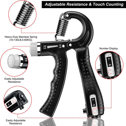 Adjustable Hand Grip Strengthener, Hand Gripper With Counter for Men & Women for Gym Workout Hand Exercise Equipment for Forearm Exercise, Finger Exercise