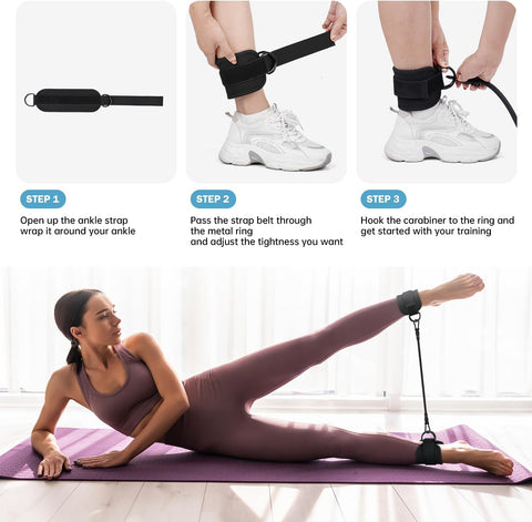 Ankle Resistance Bands, Ankle Bands for Working Out with Cuffs, Resistance Bands for Leg Butt Training Workout Equipment for Kickbacks Hip Gluteus Training Exercises, Ankle Strap with Exercise