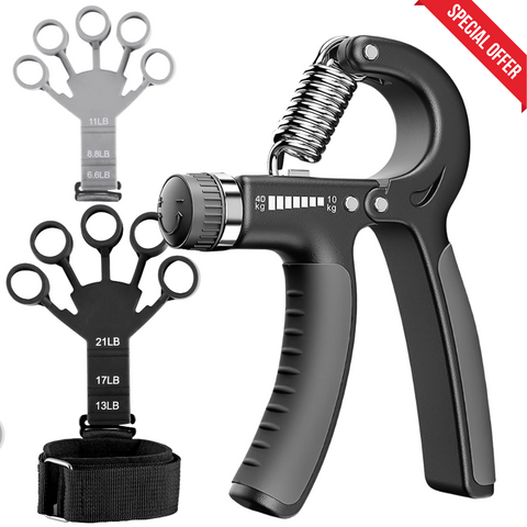 Adjustable Hand Gripper & Guitar Strength Trainer for Home & Gym Workouts | Perfect for Finger & Forearm Hand Exercises & Strength Building for Men & Women