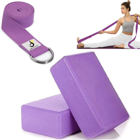 IUGA Yoga Blocks 2 Pack With Strap Non Slip High Density 9x6x3 Solid &  Cork Yoga Block With Yoga Strap to Improve Strength Balance for Yoga  Pilates