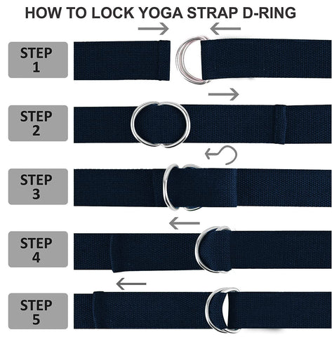 Cotton Yoga Strap/Belt with Extra Safe Adjustable D-Ring Buckle