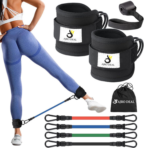 Ankle Resistance Bands, Ankle Bands for Working Out with Cuffs, Resistance Bands for Leg Butt Training Workout Equipment for Kickbacks Hip Gluteus Training Exercises, Ankle Strap with Exercise