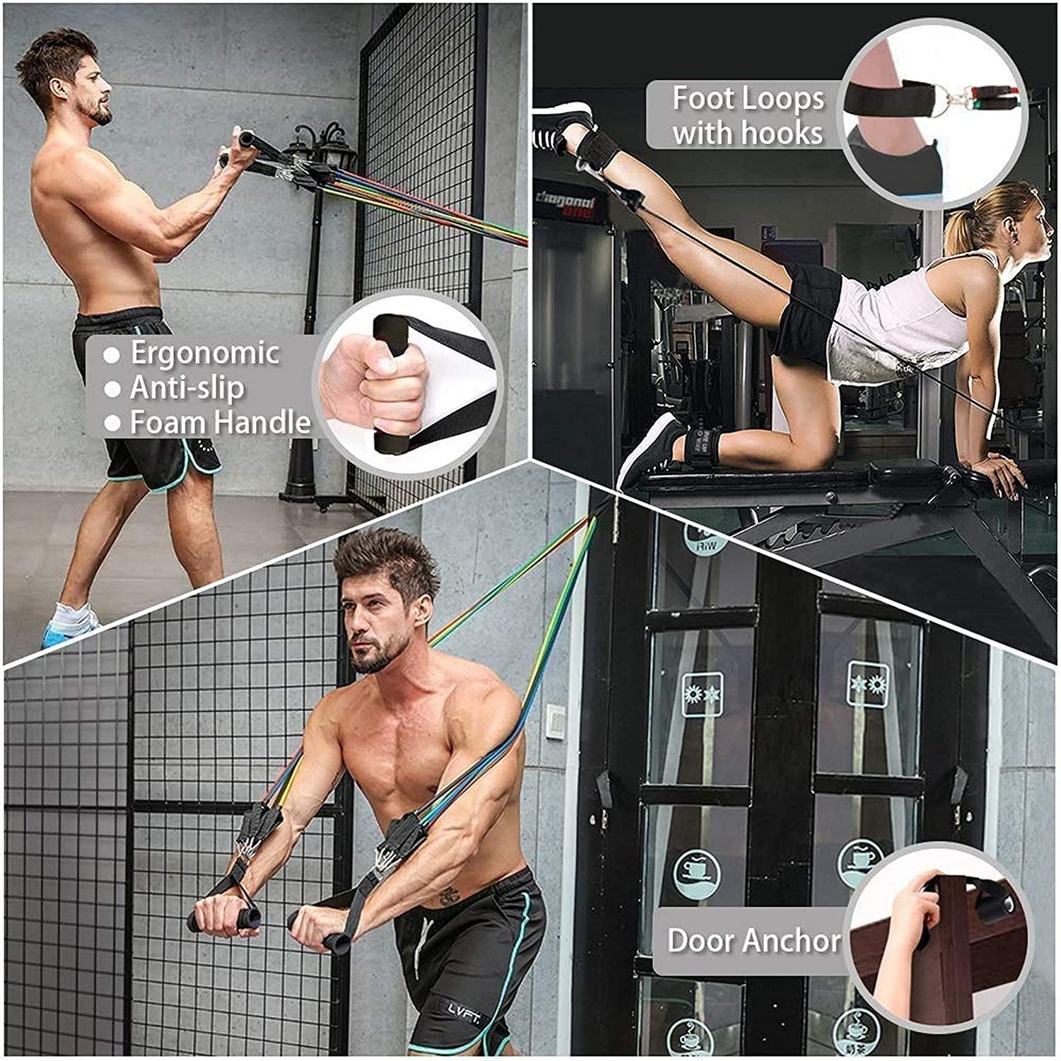 Resistance Bands Pull Up Workout Exercise Bands Set Door Anchor