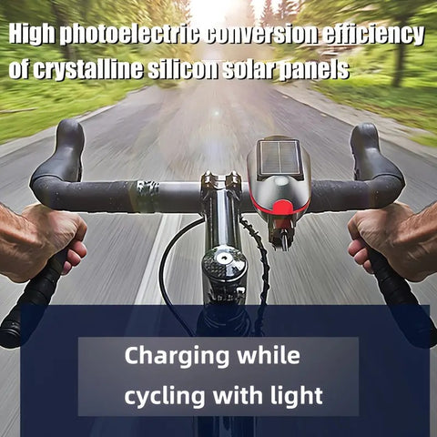 Solar & USB Rechargeable And Bike Horn LED Front Light