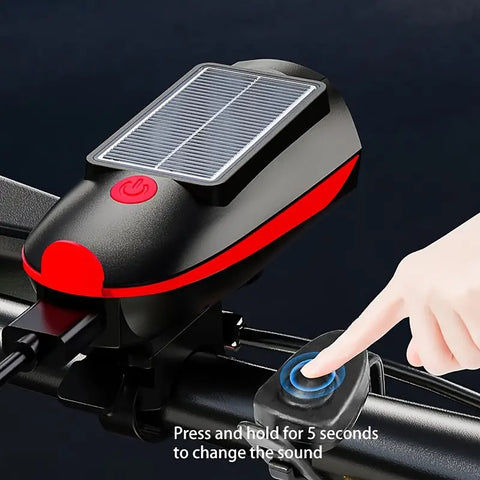 Solar & USB Rechargeable And Bike Horn LED Front Light