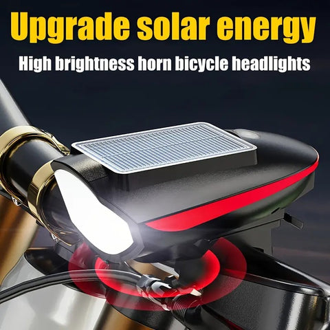 Solar & USB Rechargeable And Bike Horn LED Front Light