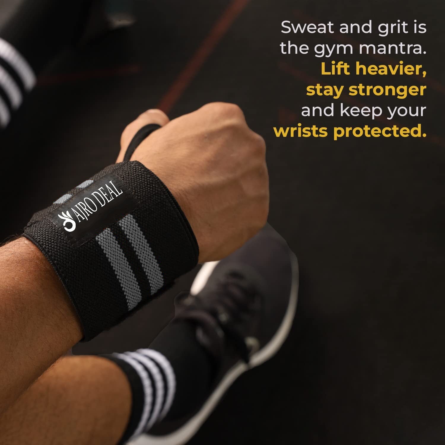 Wrist Band Support 1 Pair with Thump Loop Strap for Gym Power Lifting Heavy Workout Wrist Supporter Both Hand Gym Accessories for Men & Women